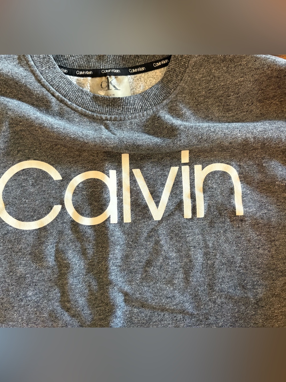 Calvin Klein women Gray Crewneck Logo Shirt